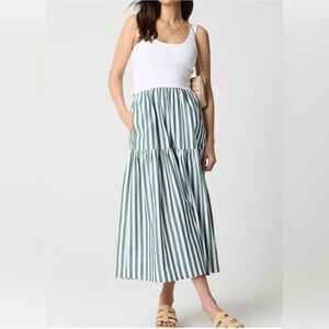 J Crew Mixy Striped Tiered Knit Midi Maxi Dress Beach Resort